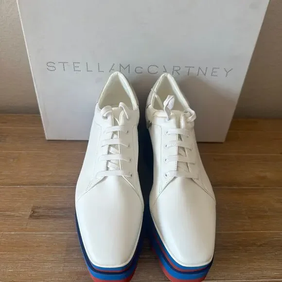 Stella McCartney Sneak Elyse Platforms, Red White and Blue, size 40.5 US10.5 NIB - Picture 2 of 15